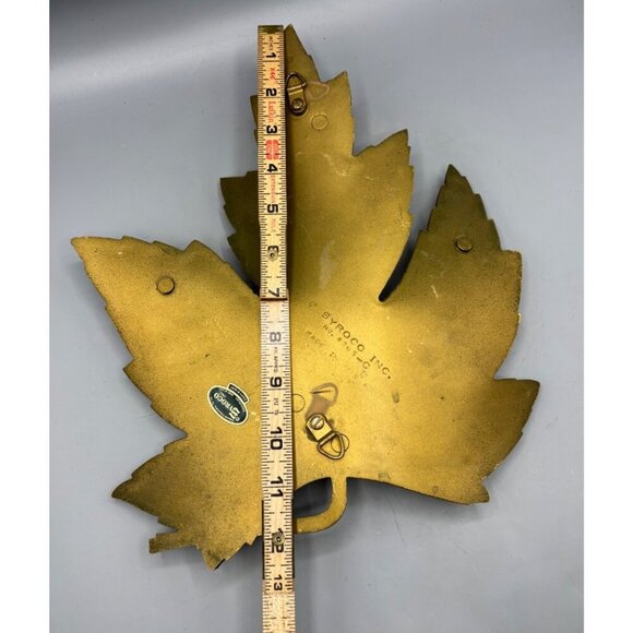 Vintage Syroco Maple Leaf Wall Decor‎ Hanging Gold Tone Sculpture Curved 12" - Picture 5 of 5